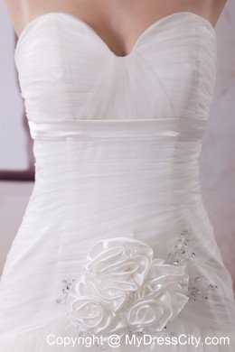 Handle Made Flower Court Train Tiered Sweetheart Bridal Gown