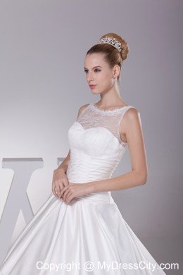 Lace A-Line Sheer Neckline Wedding Dress with Peekaboo Keyhole