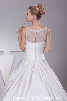 Lace A-Line Sheer Neckline Wedding Dress with Peekaboo Keyhole