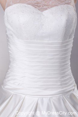 Lace A-Line Sheer Neckline Wedding Dress with Peekaboo Keyhole