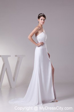 High Slit Beaded Sweetheart Empire Wedding Reception Dress