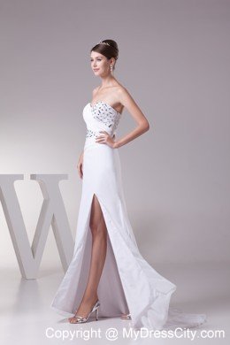 High Slit Beaded Sweetheart Empire Wedding Reception Dress