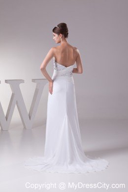 High Slit Beaded Sweetheart Empire Wedding Reception Dress