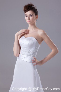 Best Appliques Sweetheart Wedding Dress with Watteau Train