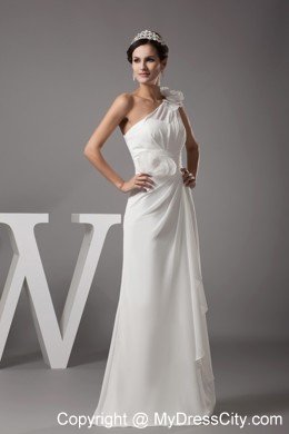 One Shoulder Flowers Long Fitted Wedding Reception Dress