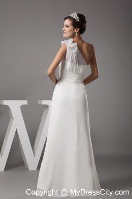 One Shoulder Flowers Long Fitted Wedding Reception Dress