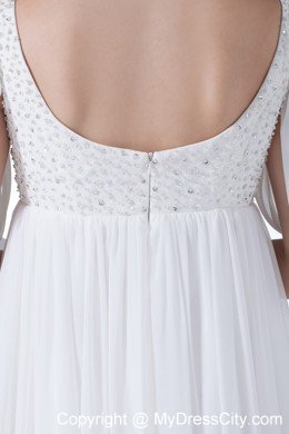 Beading and Rhinestone Empire Half Sleeves Straps Wedding Dress