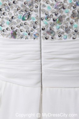 Memorable High-low White Beading Sweetheart Wedding Dress
