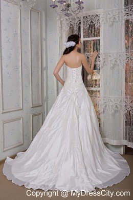 Taffeta Sweetheart Appliques Bridal Gowns with Flower on Sash