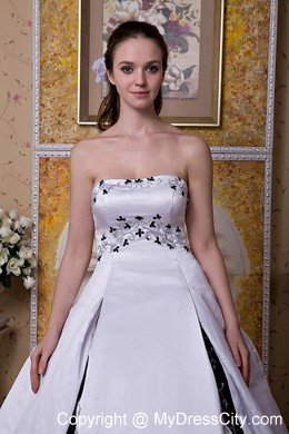 Amazing Style Ball Gown Strapless Satin Embroidery Wedding Dress