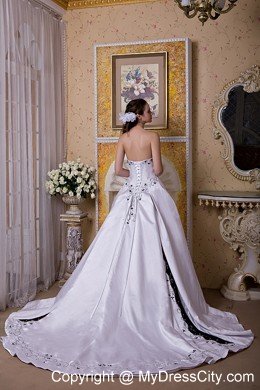 Amazing Style Ball Gown Strapless Satin Embroidery Wedding Dress