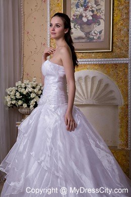 Strapless Court Train Taffeta and Organza Flower Bridal Gowns