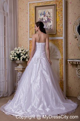 Strapless Court Train Taffeta and Organza Flower Bridal Gowns