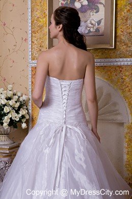 Strapless Court Train Taffeta and Organza Flower Bridal Gowns