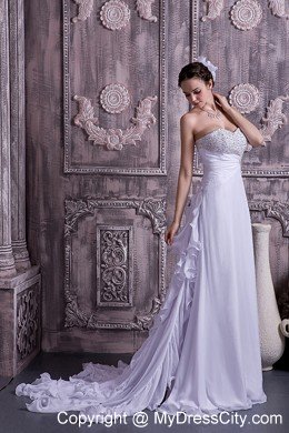 Beaded Empire Sweetheart Court Train Chiffon Bridal Gown