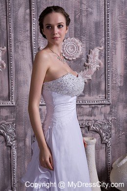 Beaded Empire Sweetheart Court Train Chiffon Bridal Gown