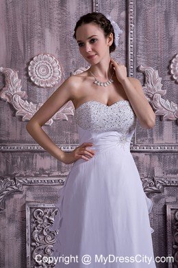 Beaded Empire Sweetheart Court Train Chiffon Bridal Gown