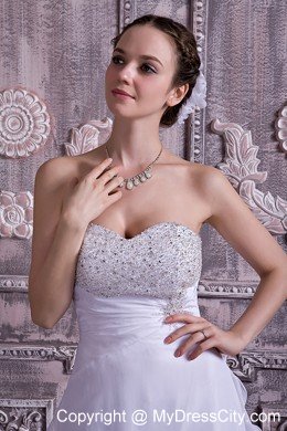 Beaded Empire Sweetheart Court Train Chiffon Bridal Gown