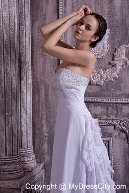 Beaded Empire Sweetheart Court Train Chiffon Bridal Gown