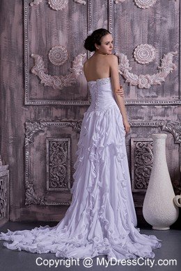 Beaded Empire Sweetheart Court Train Chiffon Bridal Gown