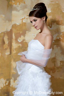 Ruffles Knee-length Strapless 2013 Short Cheap Beach Wedding Dresses