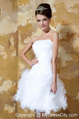 Ruffles Knee-length Strapless 2013 Short Cheap Beach Wedding Dresses