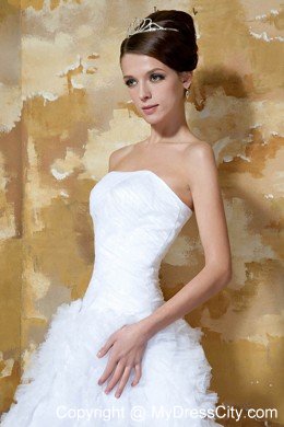 Ruffles Knee-length Strapless 2013 Short Cheap Beach Wedding Dresses