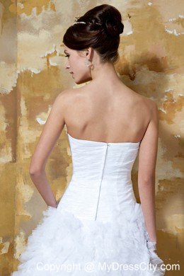 Ruffles Knee-length Strapless 2013 Short Cheap Beach Wedding Dresses