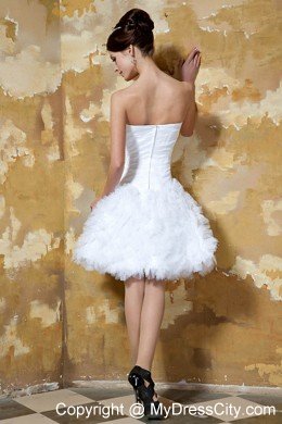 Ruffles Knee-length Strapless 2013 Short Cheap Beach Wedding Dresses