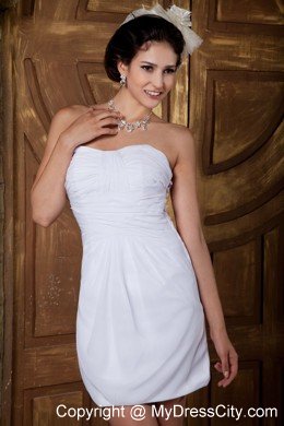 Ruching Mini-length Strapless 2013 Cheap Short Wedding Dress for Beach