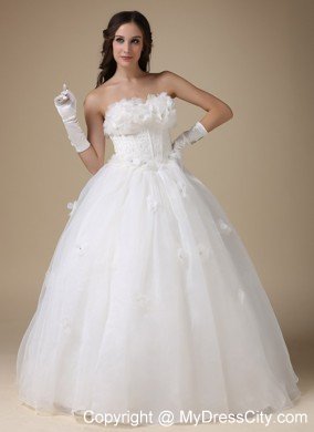 Flowers with Beading for Princess Wedding Bridal Gown with Gloves