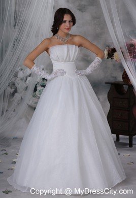 Beaded Strapless Organza Ruched Simple 2013 Wedding Reception Dress