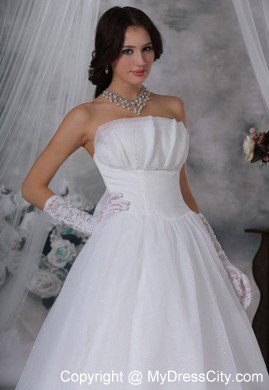 Beaded Strapless Organza Ruched Simple 2013 Wedding Reception Dress