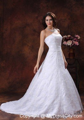 Luxurious Lace Strapless Court Train 2013 Wedding Anniversary Dress