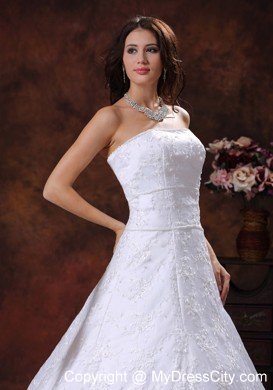 Luxurious Lace Strapless Court Train 2013 Wedding Anniversary Dress