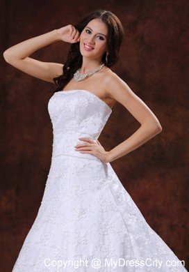 Luxurious Lace Strapless Court Train 2013 Wedding Anniversary Dress