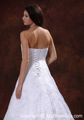 Luxurious Lace Strapless Court Train 2013 Wedding Anniversary Dress