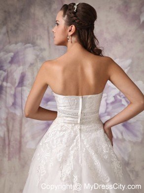 Appliques with Beading for Strapless A-line Garden Wedding Dresses