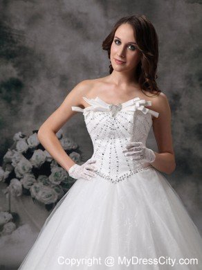 Cheap Strapless Beaded Princess Tulle Pretty Dress for Garden Wedding