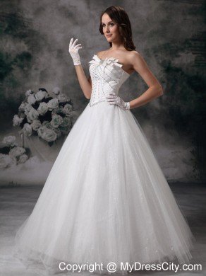 Cheap Strapless Beaded Princess Tulle Pretty Dress for Garden Wedding