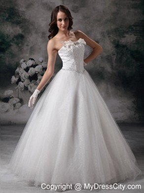 Cheap Strapless Beaded Princess Tulle Pretty Dress for Garden Wedding