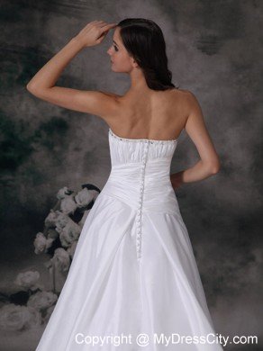 Popular Ruching Strapless Beaded Court Train Wedding Bridal Dresses