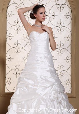 Elegant Chapel Train Pick Ups Sweetheart Wedding Bridal Gown for Church