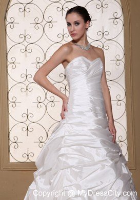 Elegant Chapel Train Pick Ups Sweetheart Wedding Bridal Gown for Church