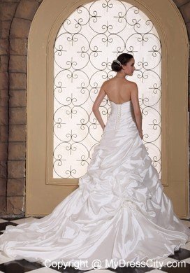 Elegant Chapel Train Pick Ups Sweetheart Wedding Bridal Gown for Church