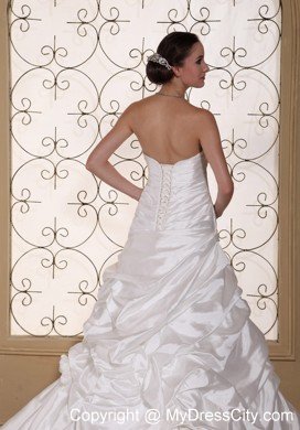 Elegant Chapel Train Pick Ups Sweetheart Wedding Bridal Gown for Church