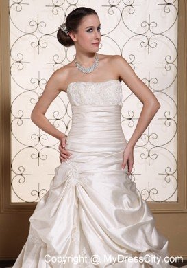 Pick Ups Lace Strapless Chapel Train Ivory 2013 Cheap Wedding Gowns