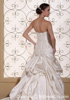 Pick Ups Lace Strapless Chapel Train Ivory 2013 Cheap Wedding Gowns