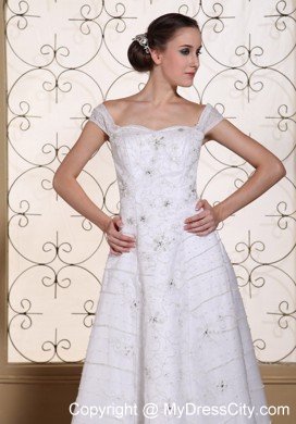 Off The Shoulder Beaded Organza Dress for 2013 Wedding with Rhinestones