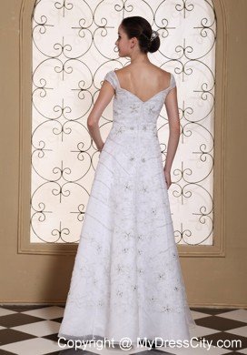 Off The Shoulder Beaded Organza Dress for 2013 Wedding with Rhinestones